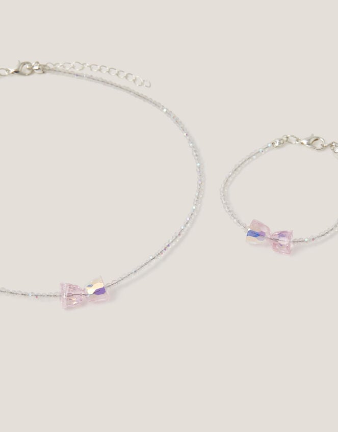 Belle Bow Beaded Necklace & Bracelet Set, , large