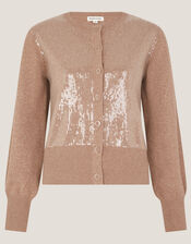 Simmi Sequin Cardigan, Natural (NATURAL), large