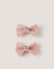 2-Pack Cherry Bow Hair Clips, , large