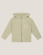 Hooded Twill Zip-Up Shacket, Natural (STONE), large