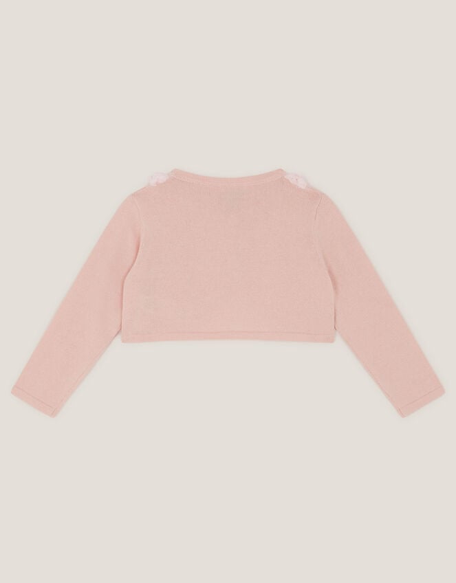 Baby Ottilie Appliqu&eacute; Rose Cardigan, Pink (DUSKY PINK), large