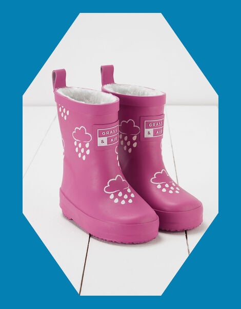 Grass and Air Colour-Revealing Wellies, Pink (BRIGHT PINK), large