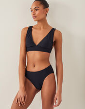 Kina Ruched-Side Bikini Bottom, Black (BLACK), large