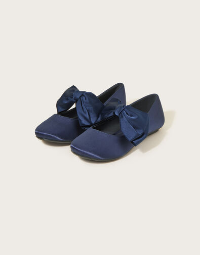 Big Bow Ballerina Flats, Blue (NAVY), large