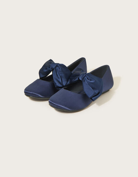 Big Bow Ballerina Flats, Blue (NAVY), large