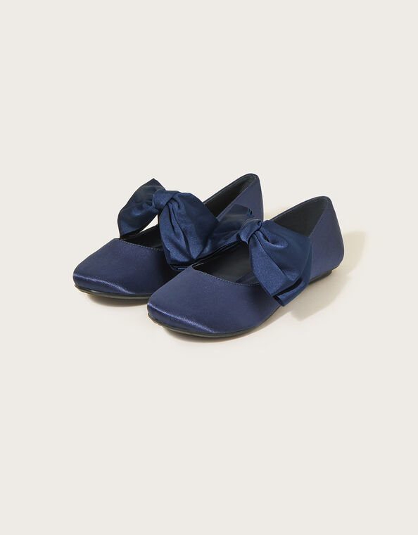 Big Bow Ballerina Flats, Blue (NAVY), large
