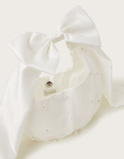 Pearly Bow Handle Tulle Bag, , large