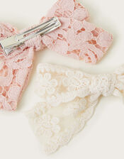 2-Pack Lacy Bow Hair Clips, , large