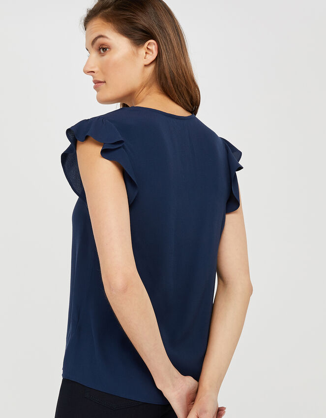 Nessa Short Sleeve Blouse in LENZING™ ECOVERO™, Blue (NAVY), large
