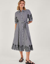 Gingham Shirt Dress, Black (BLACK), large