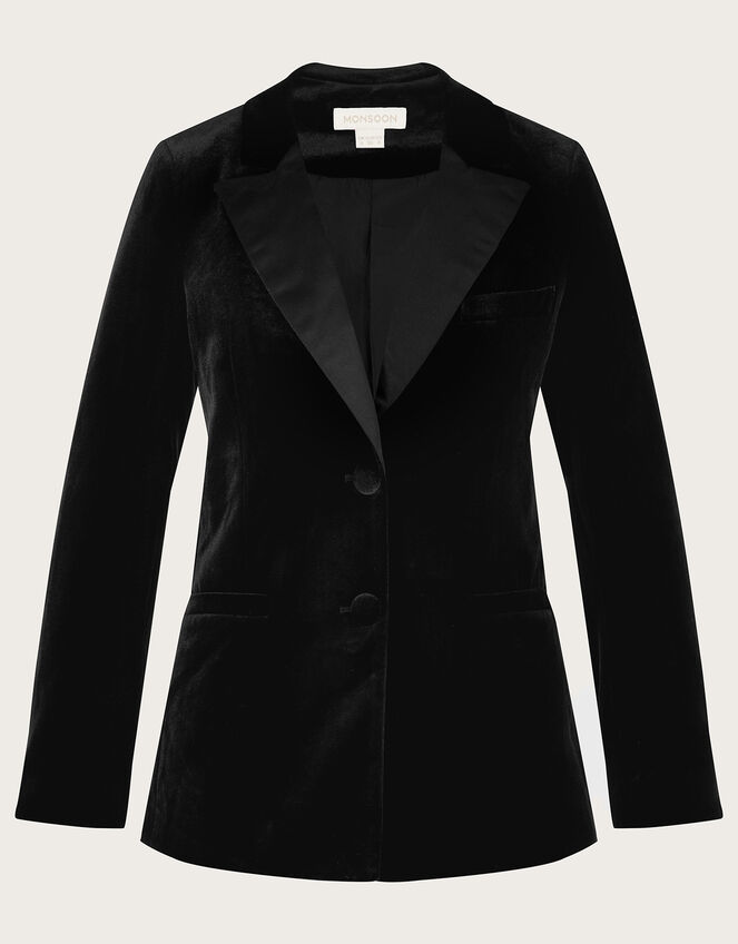 Jeanne Velvet Jacket with Recycled Polyester, Black (BLACK), large