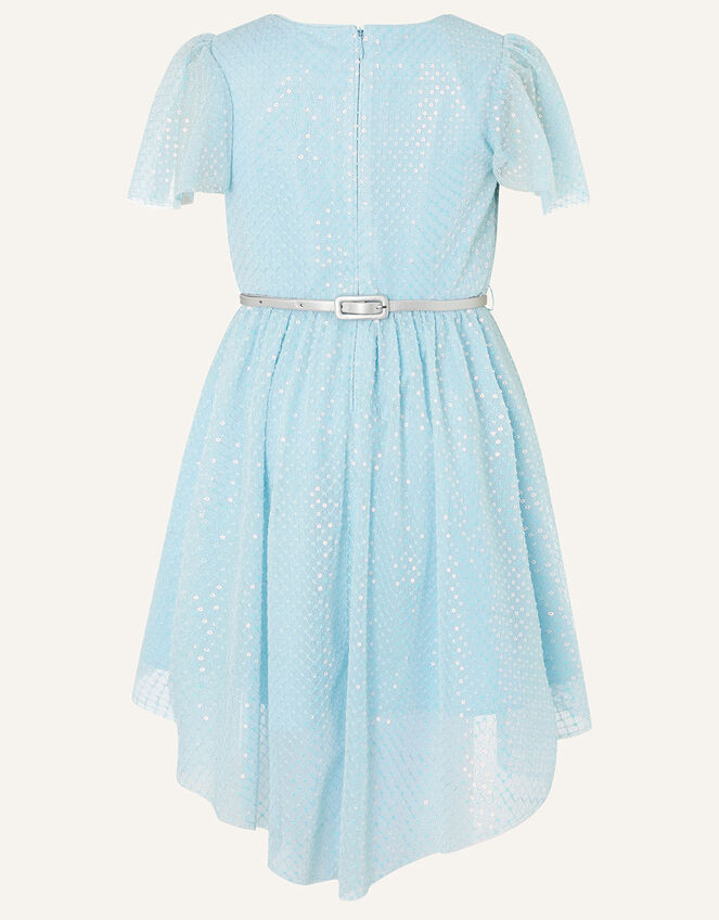 Sequin Flutter Sleeve Dress , Blue (PALE BLUE), large
