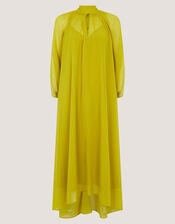 Amelia Scarf Neck Cape Midi Dress, Green (GREEN), large