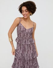 Raffya Tangiers Print Ruffle Maxi Dress, Red (BERRY), large