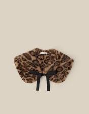 Niya Leopard Print Faux Fur Collar, , large