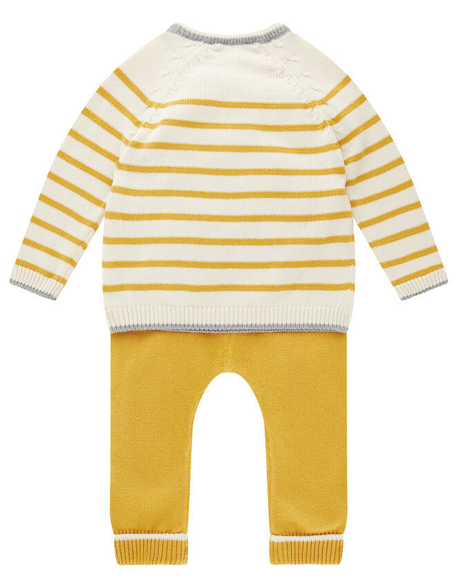 Newborn Baby Lion and Stripe Knit Set, Yellow (MUSTARD), large