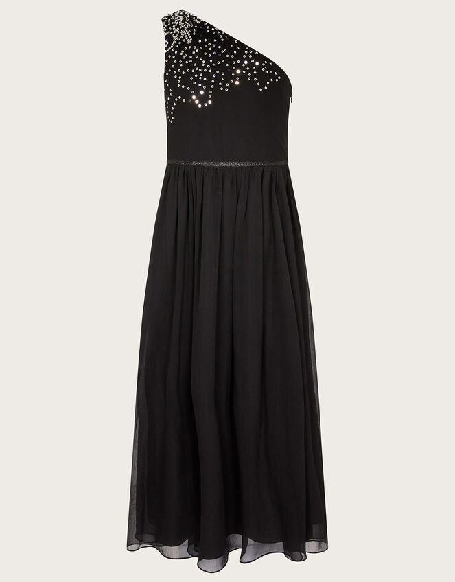 Scatter Sequin One-Shoulder Prom Dress, Black (BLACK), large