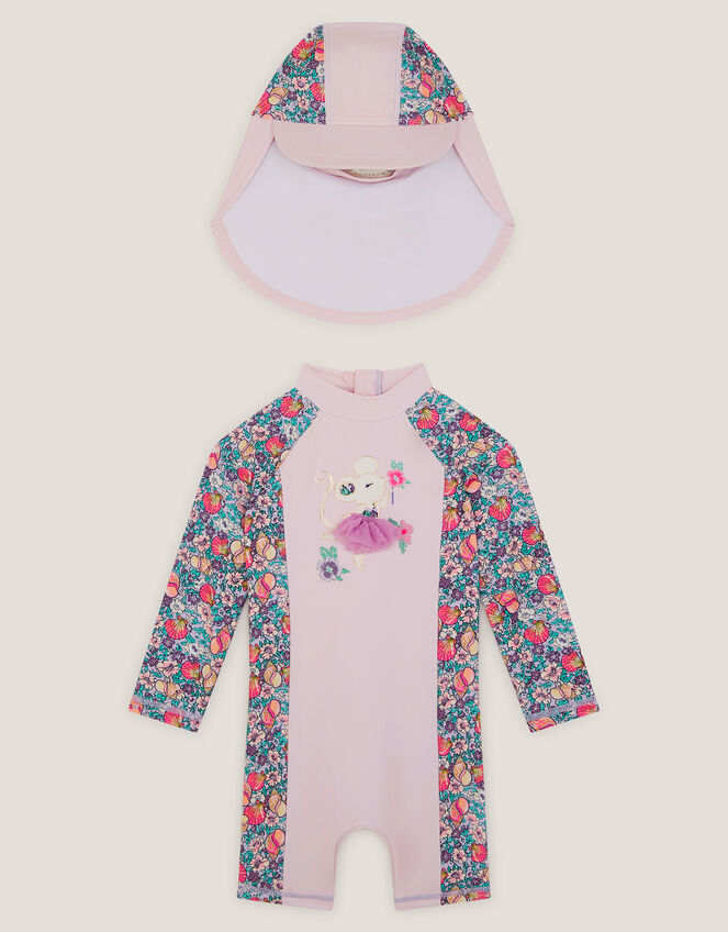 Baby Floral UPF50+ Swimsuit & Sun Hat, Pink (PINK), large