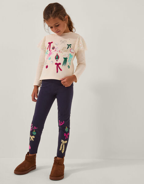 Christmas Sequin Leggings, Blue (NAVY), large