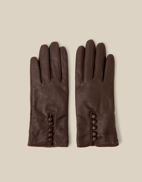 Lara Leather Gloves, Brown (CHOCOLATE), large