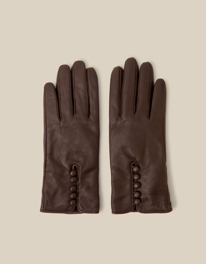 Lara Leather Gloves, Brown (CHOCOLATE), large