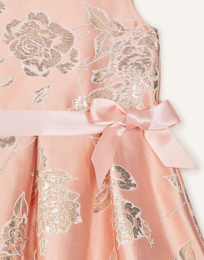 Metallic Floral Jacquard Dress, Pink (PINK), large
