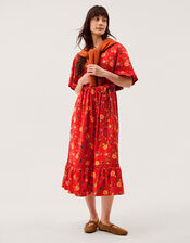 Libby Floral Jersey Midi Dress , Red (RED), large