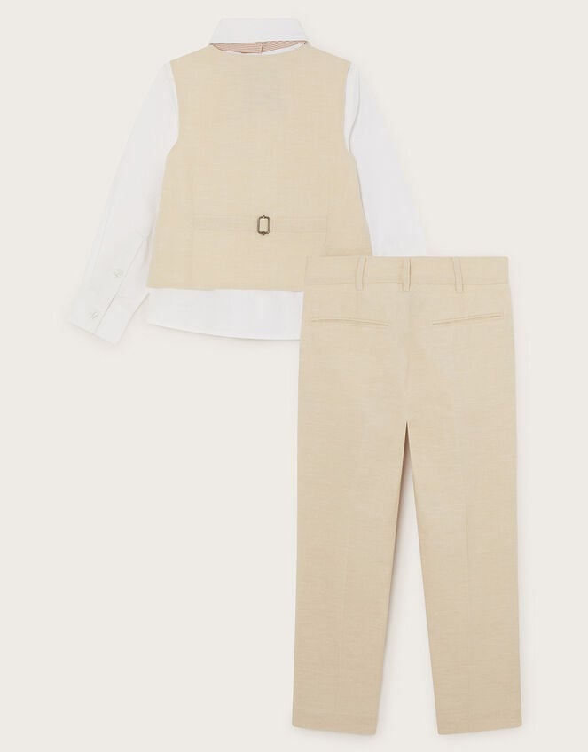 Four-Piece Smart Suit in Linen Blend, Natural (STONE), large