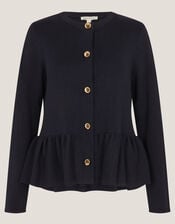 Prune Peplum Cardigan, Blue (NAVY), large