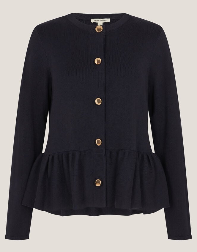 Prune Peplum Cardigan, Blue (NAVY), large