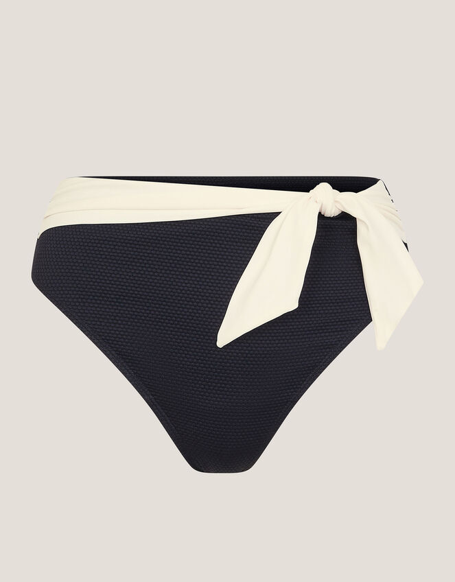 Sabrina Two Tone High Waist Bikini Bottoms, Black (BLACK), large