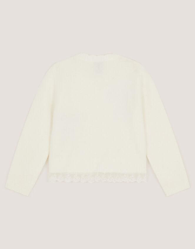 Embellished Bow Cardigan, Ivory (IVORY), large