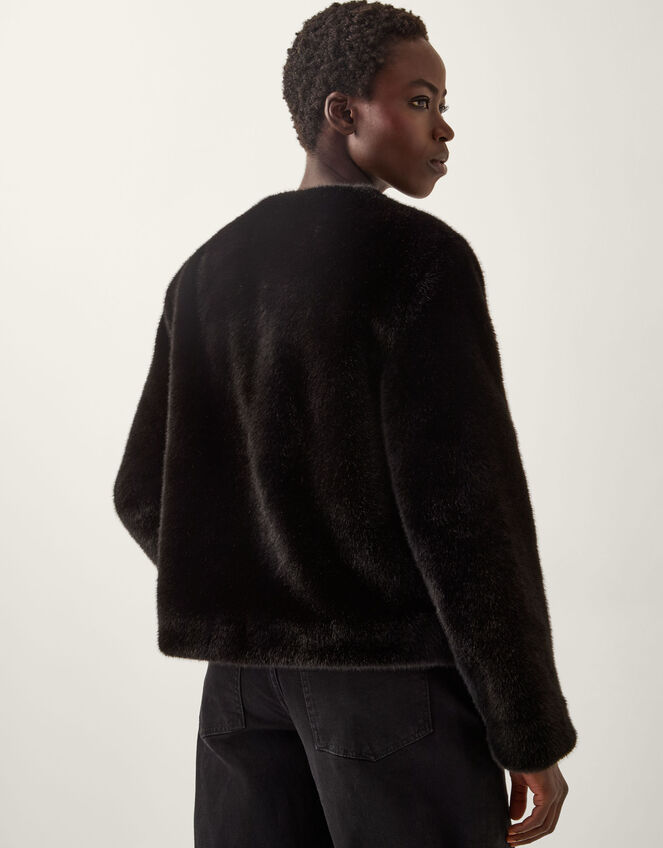 Farah Bow Faux Fur Jacket, Black (BLACK), large