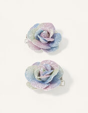 Rainbow Glitter Flower Clip Twinset, , large