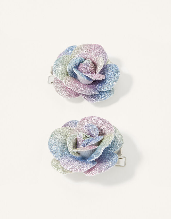 Rainbow Glitter Flower Clip Twinset, , large