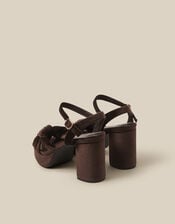 Nola Twist Knot Velvet Platform Heels, Brown (CHOCOLATE), large