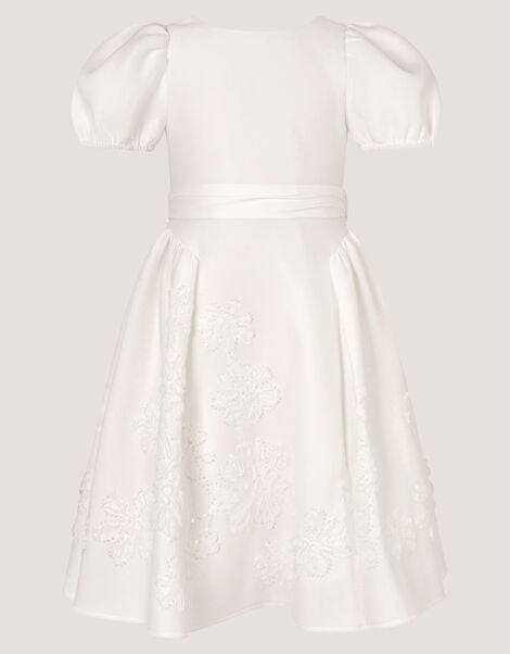 Puff Sleeve Floral Embellished Party Dress, Ivory (IVORY), large