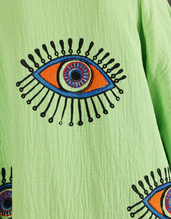 Meraki Beach Eye Print Kimono Robe, Green (GREEN), large