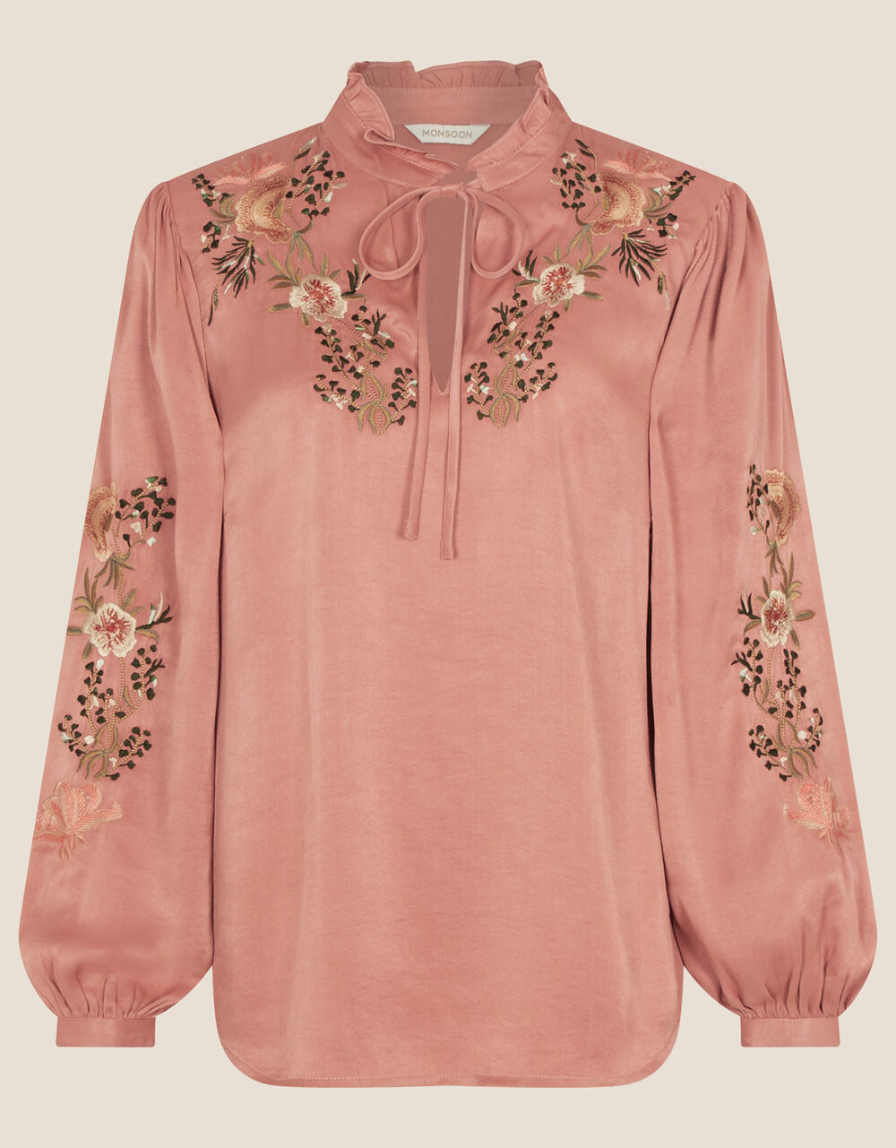 Embroidered Oriental Floral Long Back Top Orange Tops & Tshirts Monsoon Global.