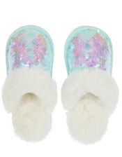 Irridescent Sequin Fluffy Slippers, Multi (MULTI), large