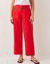 Jolie Regular Linen Wide Leg Trousers, Orange (CORAL), large