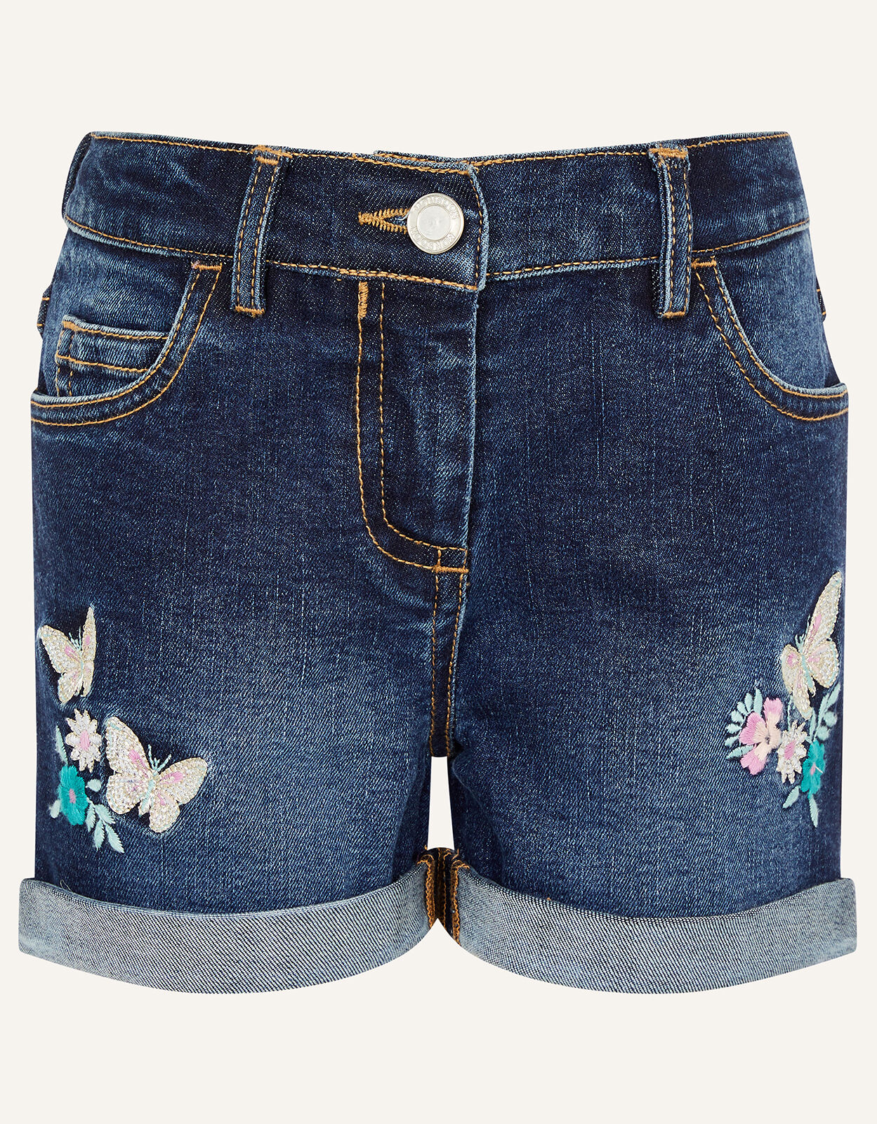 Butterfly Denim Shorts Blue Girls Trousers Shorts Monsoon Global