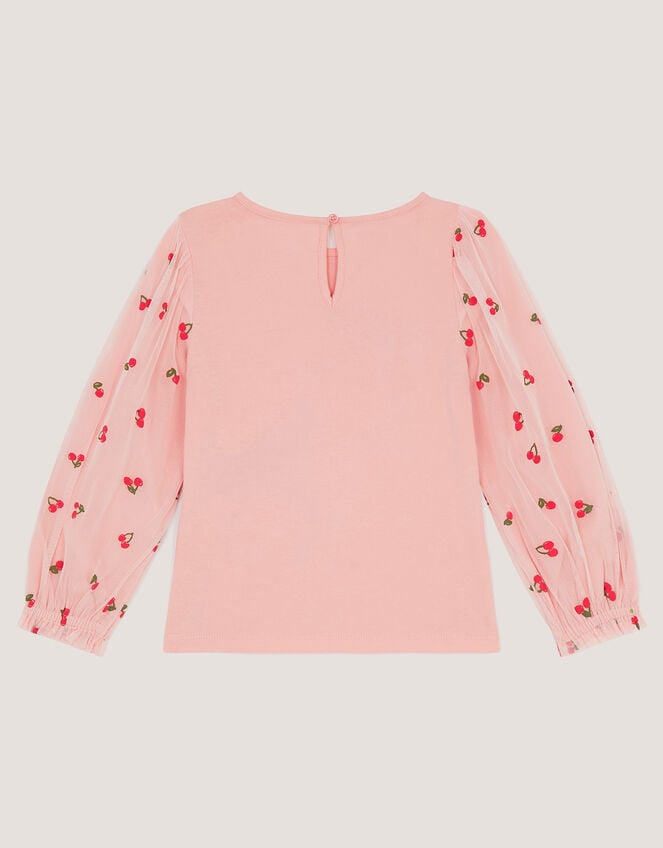 Mon Cheri Mesh Sleeve Top, Pink (PINK), large