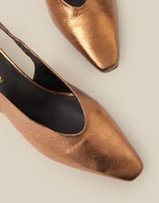 Tola Metallic Leather Slingback Kitten Heels, Bronze (BRONZE), large
