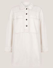 Nara Denim Tunic Shirt Dress, Ecru (ECRU), large