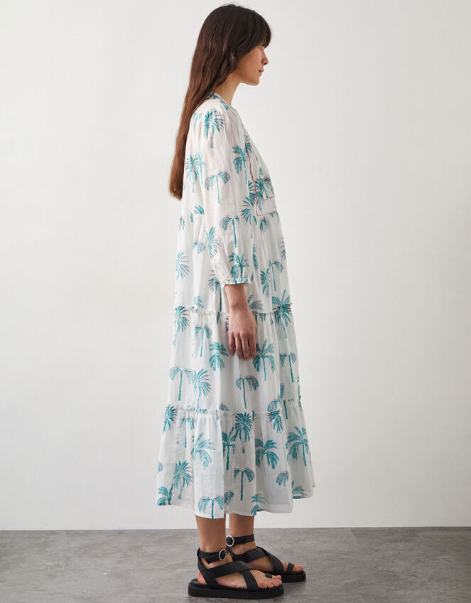 East Pami Palm Print Midi Dress, Ivory (IVORY), large