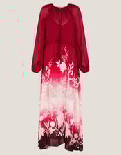 Lilian Floral Print Ombré Maxi Dress, Red (RED), large