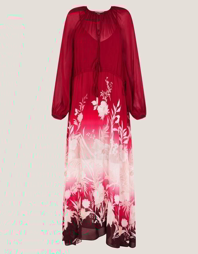 Lilian Floral Print Ombré Maxi Dress, Red (RED), large