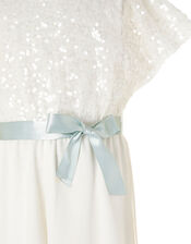 Sequin Cape Sleeve Jumpsuit, Ivory (IVORY), large