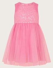 Baby Priscilla Sequin Ruffle Dress, Pink (BRIGHT PINK), large